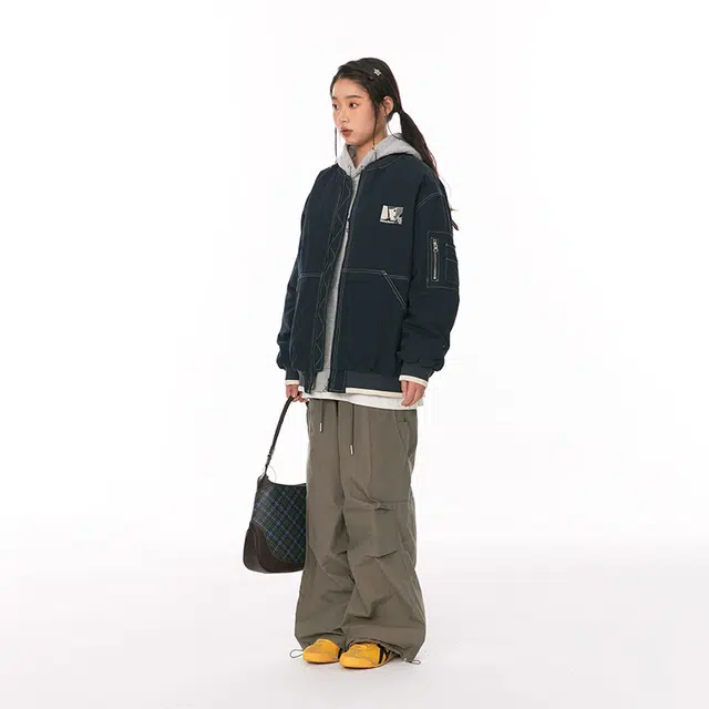 江南先生 美式复古飞行员工装棉服 男女同款