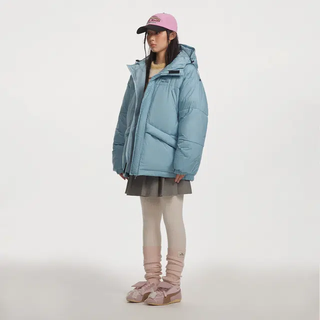 江南先生 美式复古刺绣工装防泼水连帽加厚保暖情侣棉服 男女同款