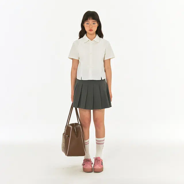 江南先生 复古新中式盘扣纯棉短袖男女夏季纯色休闲宽松情侣外套衬衫 男女同款
