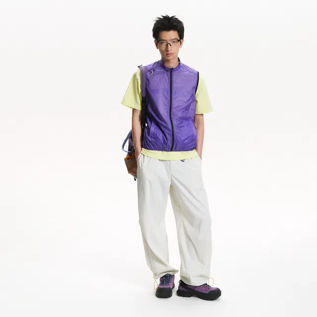 江南先生 轻薄透气宽松纯色立领马甲 男女同款