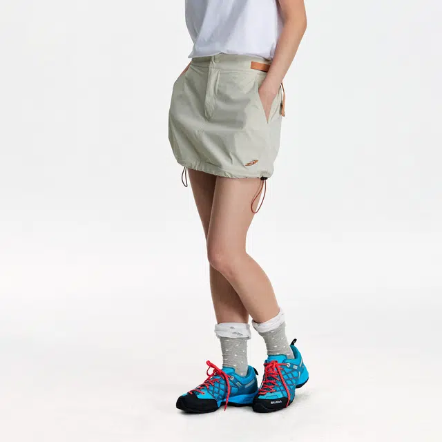 江南先生 户外防泼水可拆卸半身裙工装撞色绣花宽松抽绳松紧裙子女休闲长裙 女款