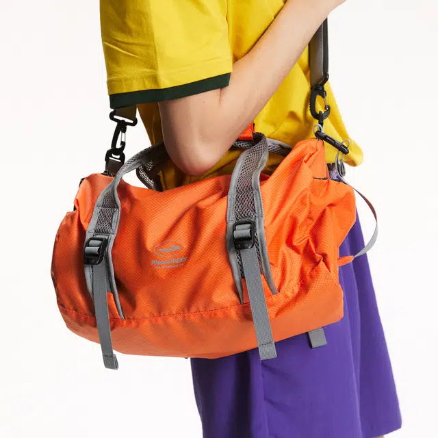 江南先生 复古撞色常规时尚潮流设计反光印花 聚酯纤维 旅行包 男女同款情侣款 橙色/湖水绿/灰色/荧光绿