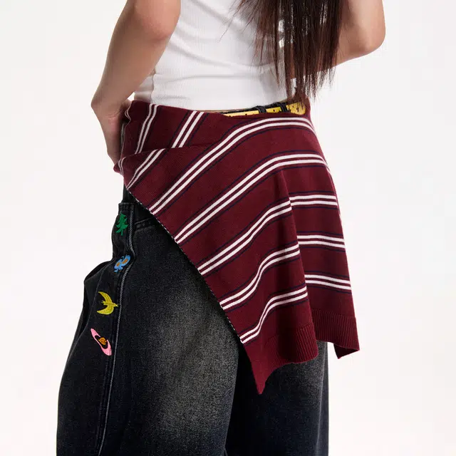 江南先生 氛围感抗起球撞色条纹针织韩版时尚慵懒感 涤纶 披肩 男女同款情侣款