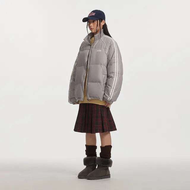 江南先生 美式复古立领杠条保暖面包服羽绒服 男女同款