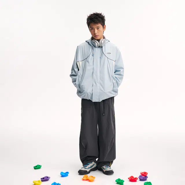 江南先生 大小孩乐园 户外运动三防宽松防风拼接设计感百搭秋季休闲连帽外套夹克 男女同款