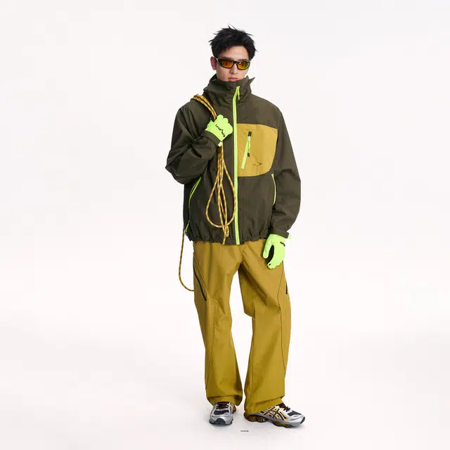 江南先生 山系户外斜门襟撞色立体绣花三防衣秋徒步登山休闲宽松外套夹克 男女同款