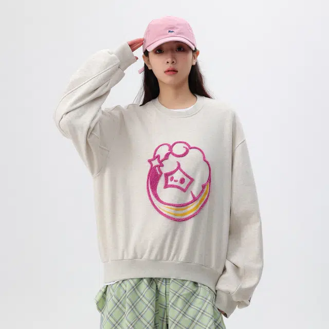 江南先生 卡通日系圆领长袖秋冬内搭外穿休闲宽松卫衣 男女同款