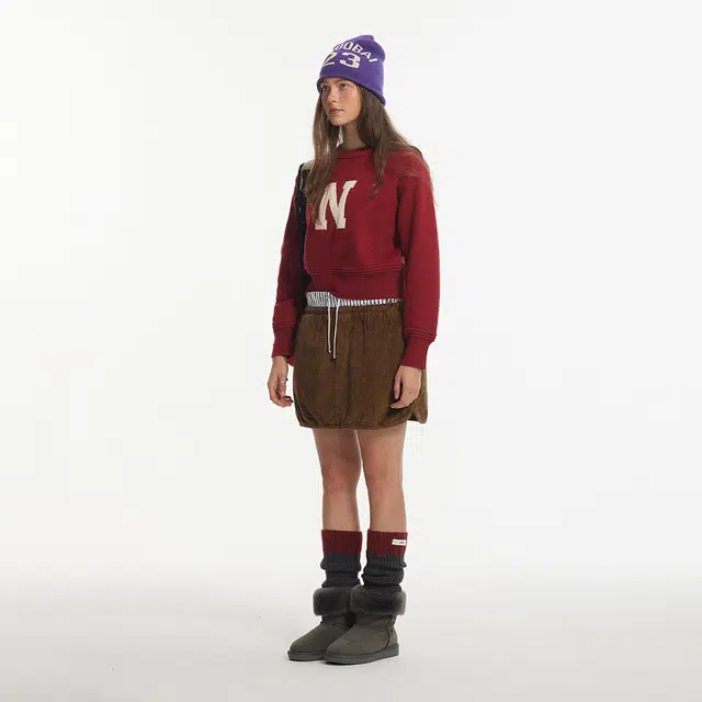 江南先生 美式复古字母套头长短款宽松休闲圆领毛衣针织衫 男女同款