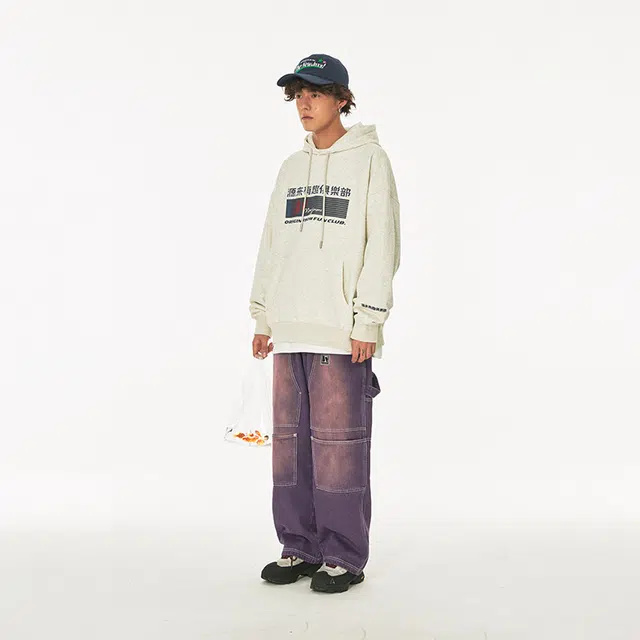 江南先生 美式复古立体多口袋水洗牛仔裤 男女同款