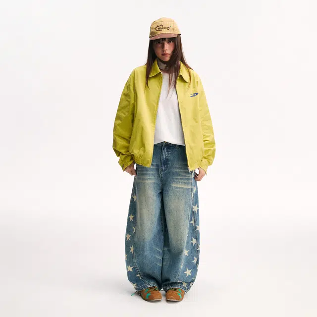 江南先生 大小孩乐园 复古格纹双面穿哈灵顿工装时尚宽松百搭长袖休闲外套夹克 男女同款