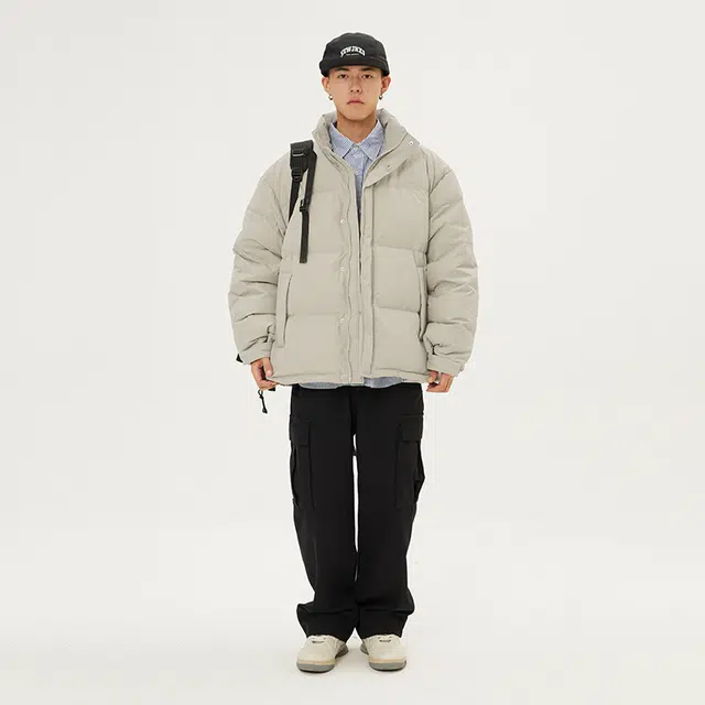 江南先生 日系立领防风防泼水保暖宽松羽绒服 男女同款