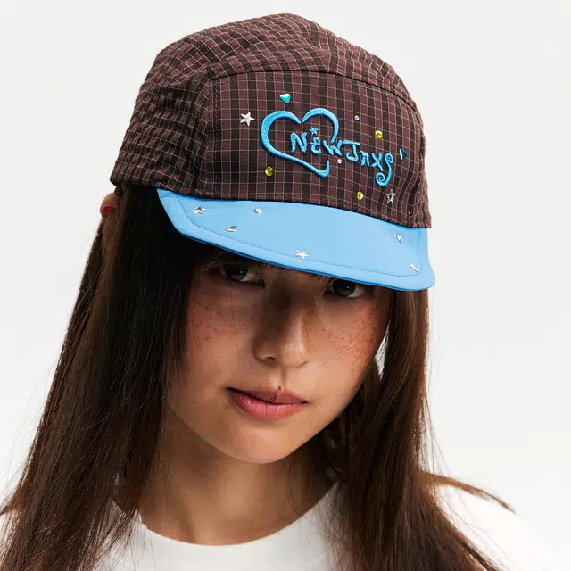江南先生 大小孩乐园 复古格纹烫钻立体刺绣拼色可调节时尚 涤纶 棒球帽 男女同款情侣款