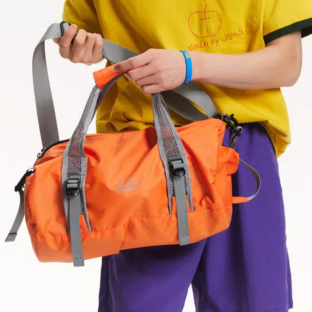 江南先生 复古撞色常规时尚潮流设计反光印花 聚酯纤维 旅行包 男女同款情侣款 橙色/湖水绿/灰色/荧光绿