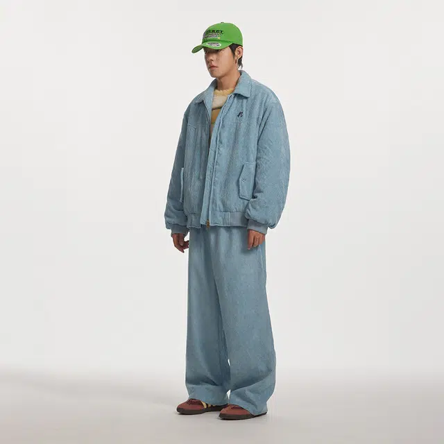 江南先生 美式复古刺绣灯芯绒刺绣翻领加厚保暖外套棉服 男女同款