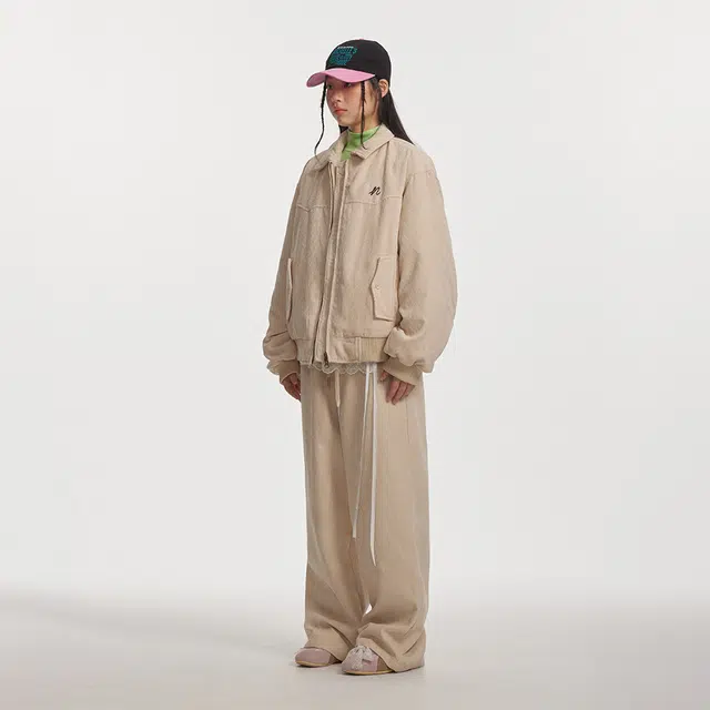 江南先生 美式复古刺绣灯芯绒刺绣翻领加厚保暖外套棉服 男女同款