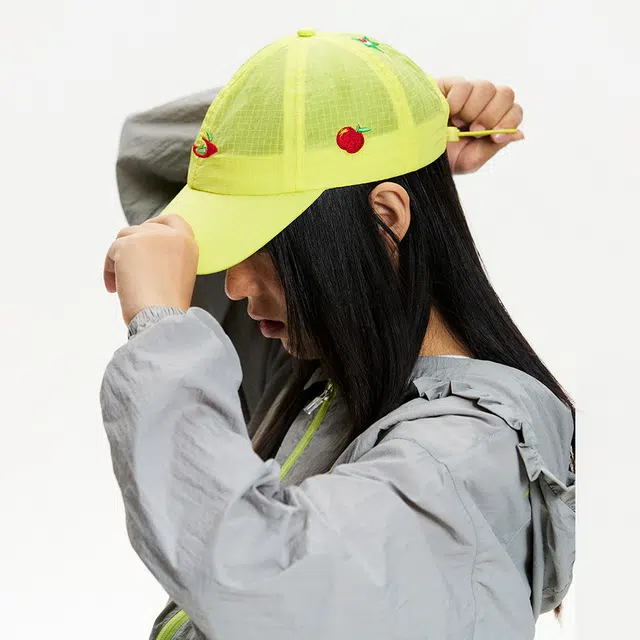 江南先生 美式复古防水肌理格纹水果刺绣宽松休闲百搭 锦纶 棒球帽 男女同款情侣款