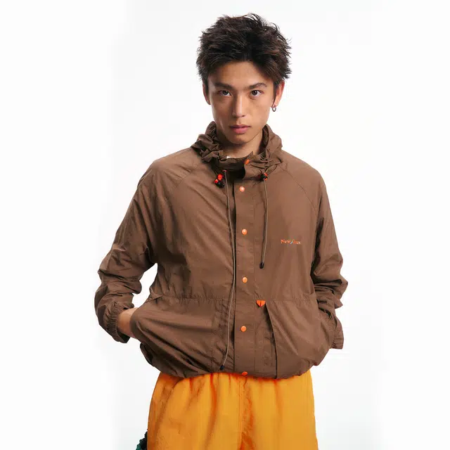 江南先生 透气抗紫外线纯色插肩长袖连帽防晒服 男女同款