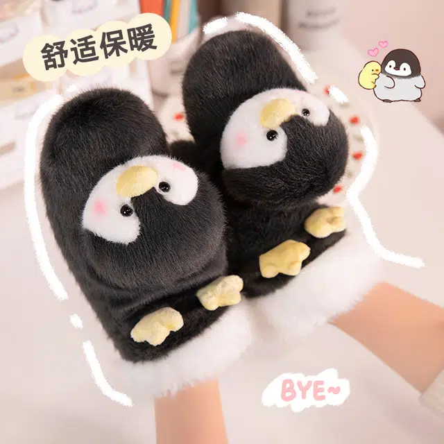 唯咔贝贝 企鹅卡皮巴拉加绒手套 连指保暖 可爱 玩偶周边
