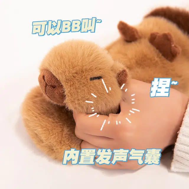 唯咔贝贝 企鹅卡皮巴拉加绒手套 连指保暖 可爱 玩偶周边