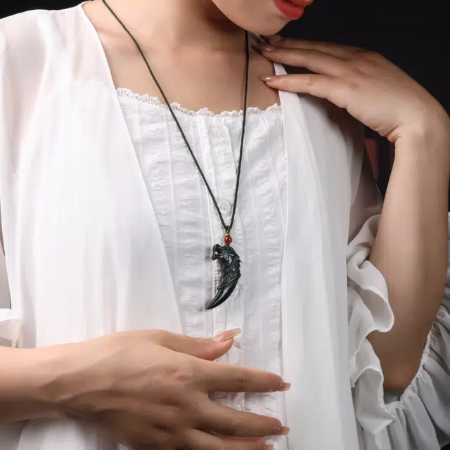 舒杰 油润 狼牙 手工编织绳 和田玉 和田玉项链 男女同款情侣款 青玉