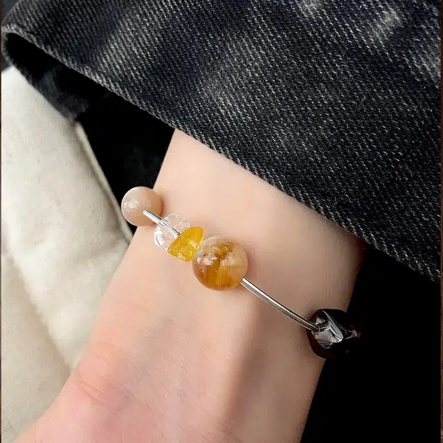 既白南兮 物语多宝银管  代写贺卡#好运天然 黄水晶 手串 男女同款情侣款