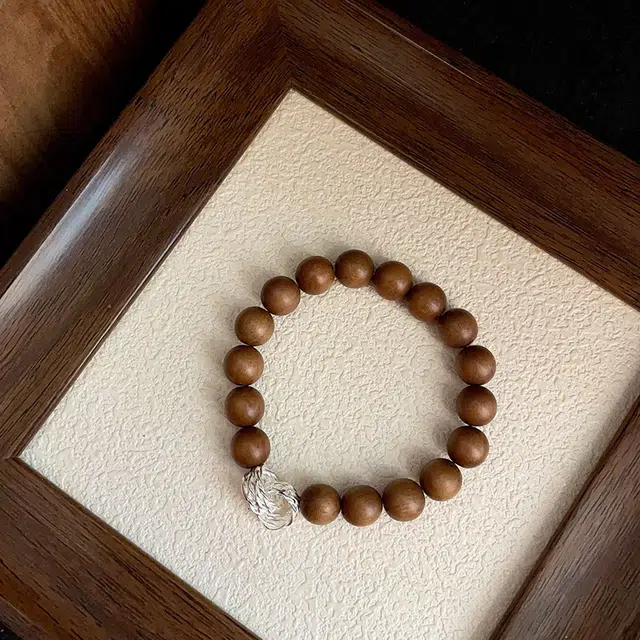 既白南兮 檀珠雅韵新中式复古天然单圈串珠#好运 檀木 手串 男女同款情侣款