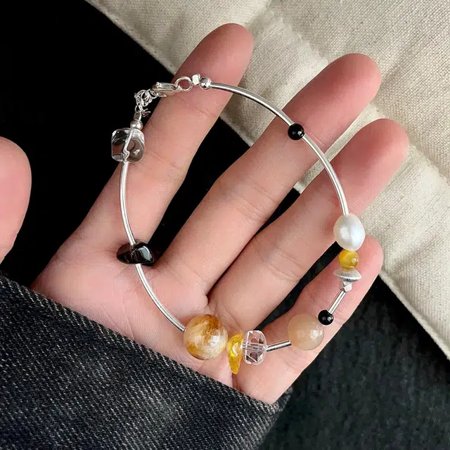 既白南兮 物语多宝银管  代写贺卡#好运天然 黄水晶 手串 男女同款情侣款