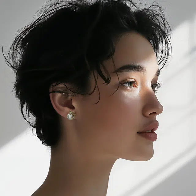 一撇一捺 耳饰时髦戴花 合金 耳钉 女款