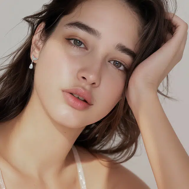 梦幻鱼尾 一撇一捺 人造水晶 合金 耳钉 女款 银色