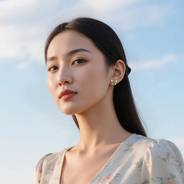 一撇一捺 蝶梦流光系列蝶舞翩然 合金 耳钉 女款