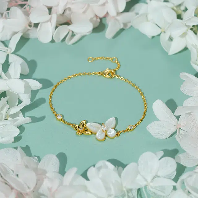 一撇一捺 蝶梦流光系列 蝶舞翩然 合金 手链 女款 金色