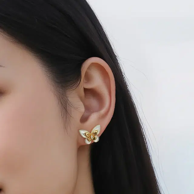 一撇一捺 蝶梦流光系列蝶舞翩然 合金 耳钉 女款