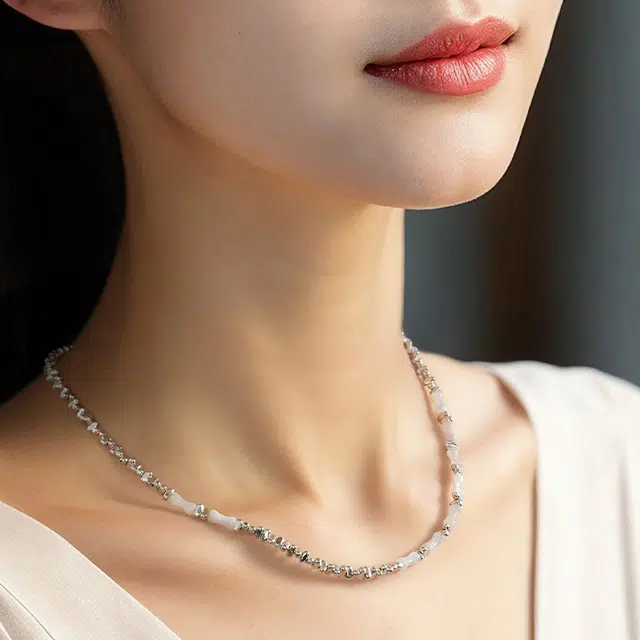 一撇一捺 竹节拼接叠戴时髦 合金 项链 女款