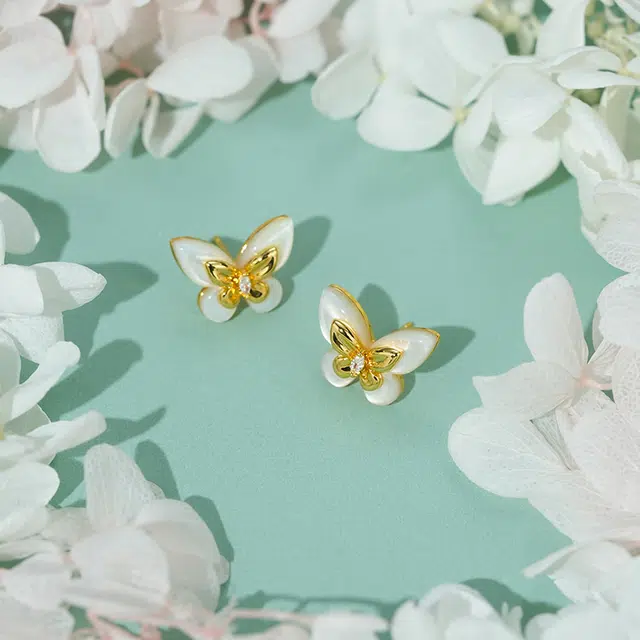 一撇一捺 蝶梦流光系列蝶舞翩然 合金 耳钉 女款