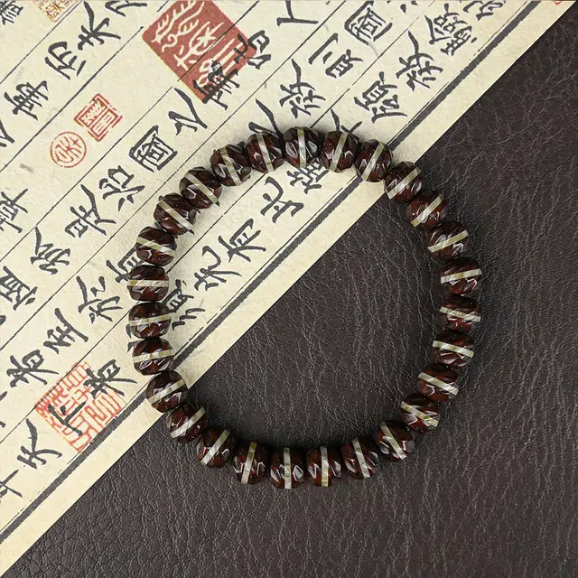 天纵 新中式好运文玩实心无相珠一线天精工雕刻寓意美好招财进宝四季平安单圈 紫金鼠 手串 男女同款情侣款