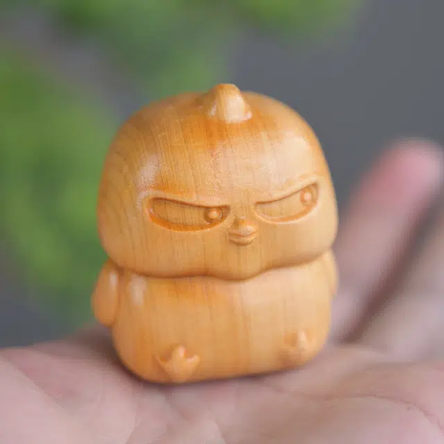 天纵 呆萌愤怒小黄鸡 崖柏 木作把件 男女同款情侣款 崖柏