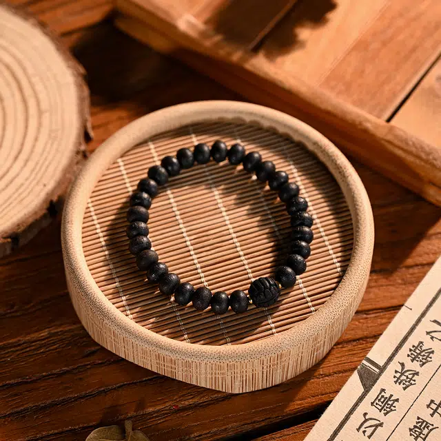 天纵 新中式国潮文玩小众设计高级感 算盘珠文玩佛珠 搭配雕刻富甲天下转运珠 招财纳福平安好运念珠 降真香 手串 男女同款情侣款