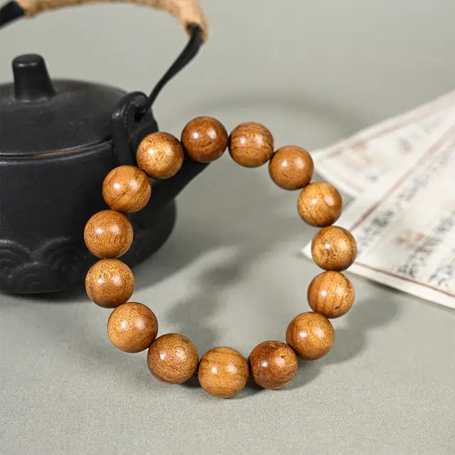 天纵 中式国风招财转运念珠 简约盘玩国潮文玩佛珠 复古小众平安好运 楠木 手串 男款