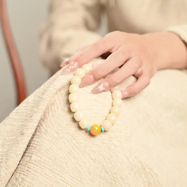 天纵 新中式国潮小众设计 招财纳福文玩助考试考研上岸 金榜题名 国风简约绕指柔转运 白玉菩提 手串 男女同款情侣款