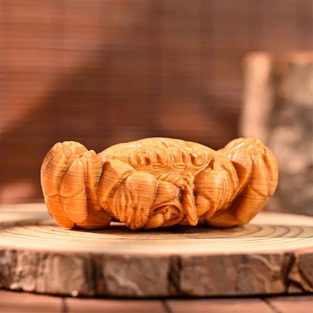 天纵 雕刻螃蟹八方来财手工艺品木雕文玩招财 阴沉楠木 木作把件 男女同款情侣款 楠木