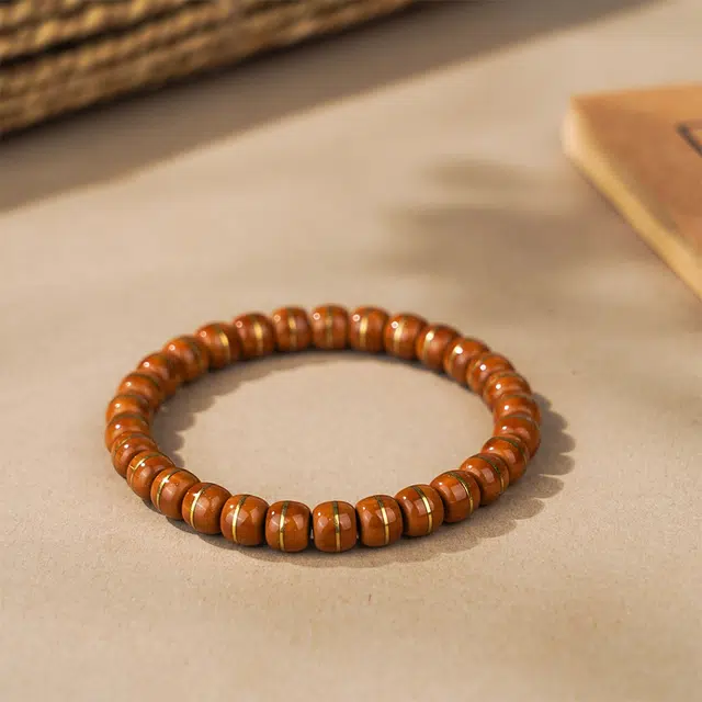 天纵 新中式好运文玩实心无相珠一线天精工雕刻寓意美好招财进宝四季平安单圈 紫金鼠 手串 男女同款情侣款