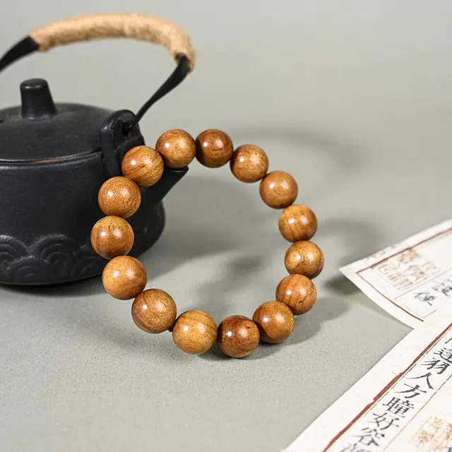 天纵 中式国风招财转运念珠 简约盘玩国潮文玩佛珠 复古小众平安好运 楠木 手串 男款