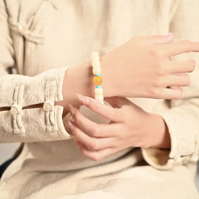 天纵 新中式国潮小众设计 招财纳福文玩助考试考研上岸 金榜题名 国风简约绕指柔转运 白玉菩提 手串 男女同款情侣款