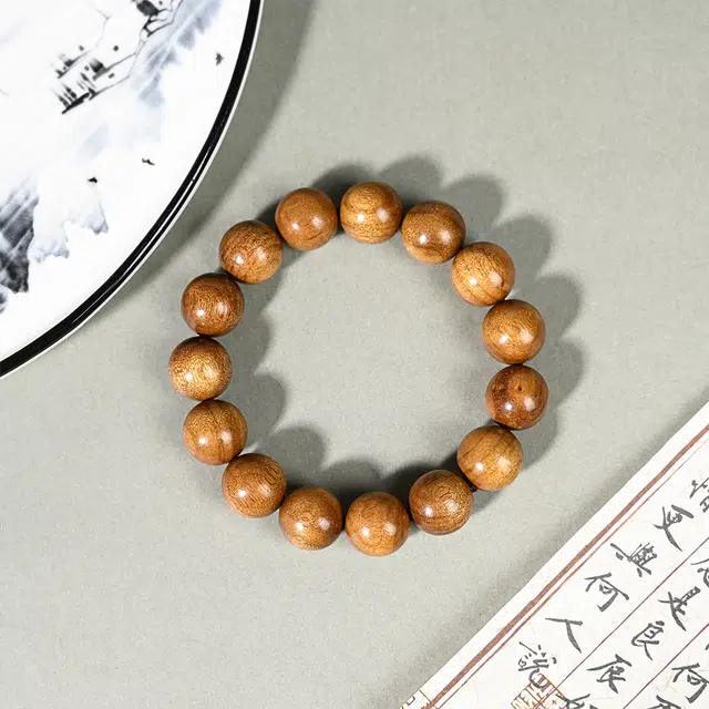 天纵 中式国风招财转运念珠 简约盘玩国潮文玩佛珠 复古小众平安好运 楠木 手串 男款