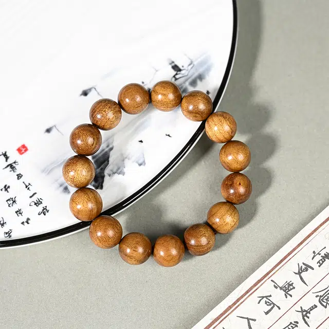 天纵 中式国风招财转运念珠 简约盘玩国潮文玩佛珠 复古小众平安好运 楠木 手串 男款