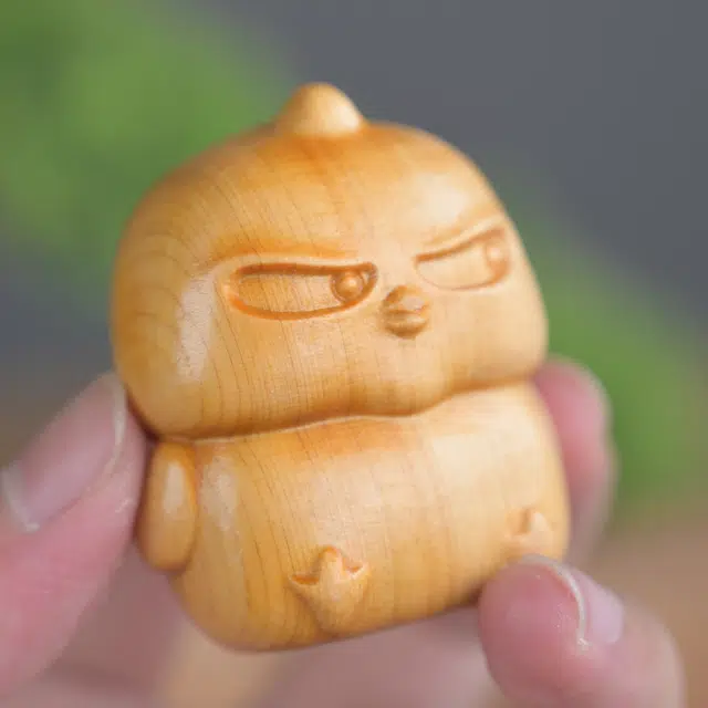 天纵 呆萌愤怒小黄鸡 崖柏 木作把件 男女同款情侣款 崖柏