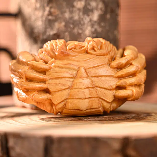 天纵 雕刻螃蟹八方来财手工艺品木雕文玩招财 阴沉楠木 木作把件 男女同款情侣款 楠木