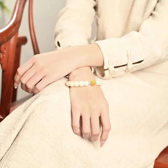 天纵 新中式国潮小众设计 招财纳福文玩助考试考研上岸 金榜题名 国风简约绕指柔转运 白玉菩提 手串 男女同款情侣款