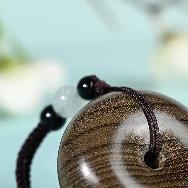 天纵 国风复古平安扣转运吊坠 禅意极简风  新中式国潮文玩招财纳福 好运盘玩念珠挂饰 楠木 项链 男女同款情侣款