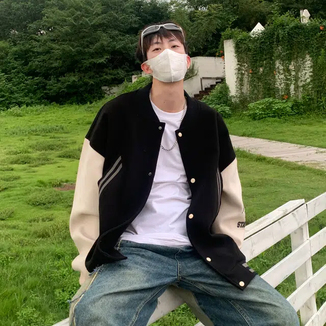 悍戈 美式复古潮牌高街罗纹下摆设计拼接撞色条纹大口袋字母印花棒球服外套休闲宽松运动百搭潮流痞帅学院风飞行员教练夹克 男女同款